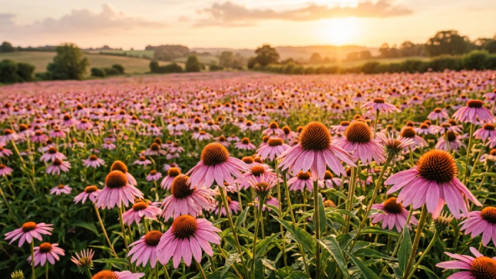 Fiori di echinacea con petali rosa e corolla arancione