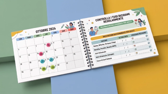 Una illustrazione che rappresenta un esempio di calendario vaccinale con le indicazioni dei vaccini da fare